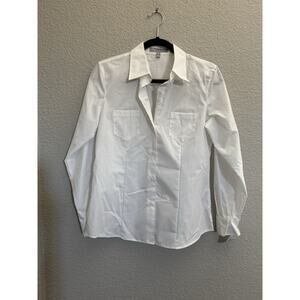 Foxcroft Womens 6 White Wrinkle Free Stretch Fitted Button Shirt NWT #6803